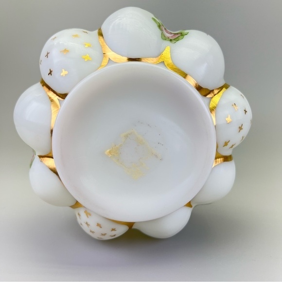 Rare Vintage Fenton Handpainted Melon Vase - Picture 9 of 13